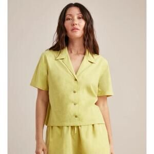 ROARK Idle Button Up Short Sleeve Camp Shirt Lime Old Money Gorpcore Size XS